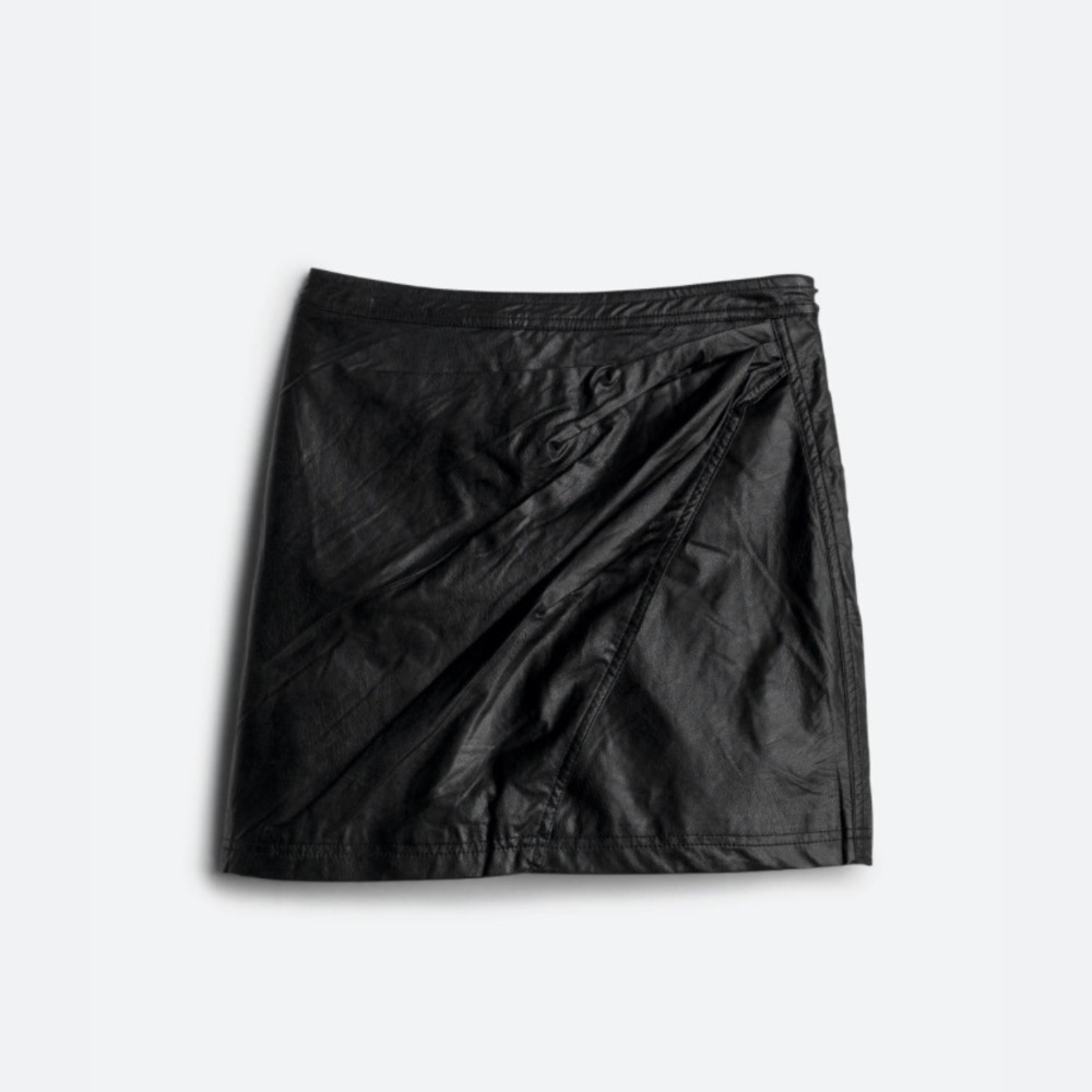 Free People Faux Leather Wrap Skirt